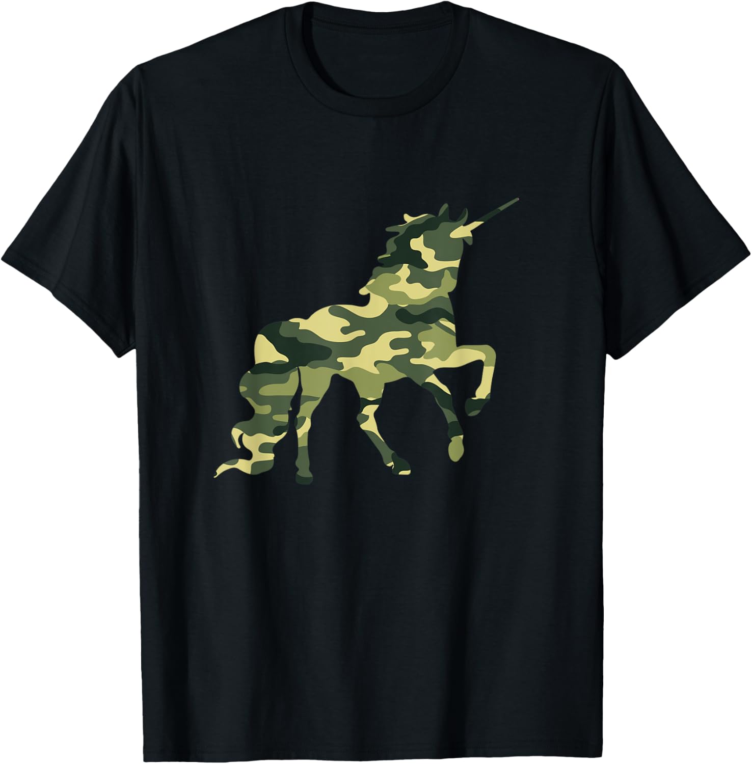 Funny Military Unicorn Gift Cute Camo Graphic Army Unicorn T-Shirt - T-Shirt | Black