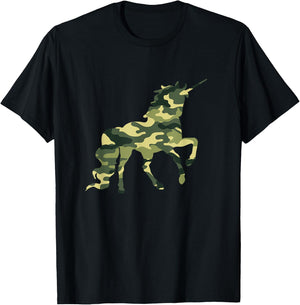 Funny Military Unicorn Gift Cute Camo Graphic Army Unicorn T-Shirt - T-Shirt | Black