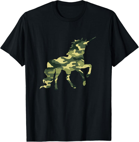 Funny Military Unicorn Gift Cute Camo Graphic Army Unicorn T-Shirt - T-Shirt | Black
