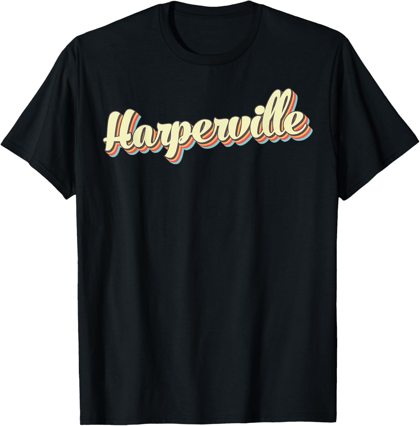 Harperville Retro Art Baseball Font Vintage T-Shirt - T-Shirt | Black