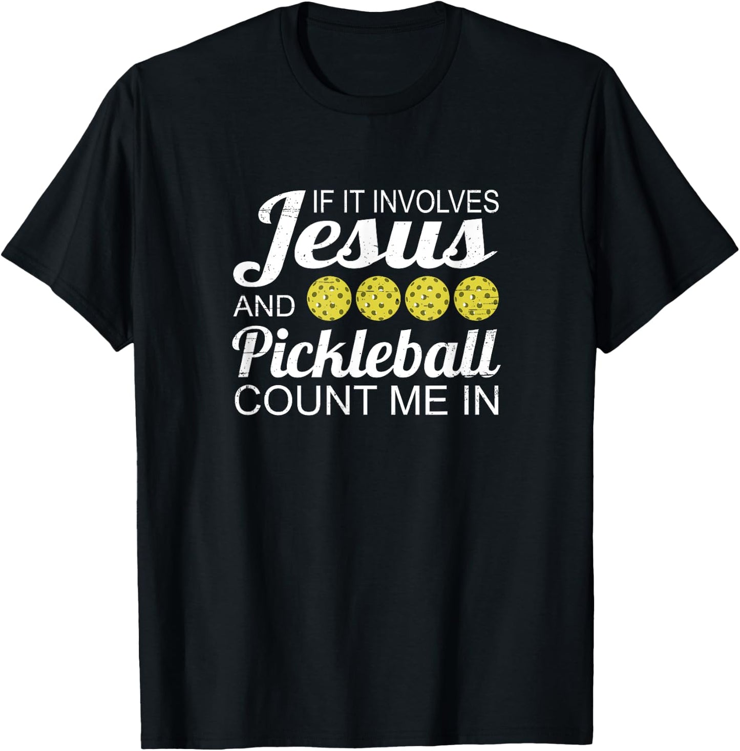 Distressed Jesus Pickleball Player Worship Church Graphic T-Shirt - T-Shirt | Black