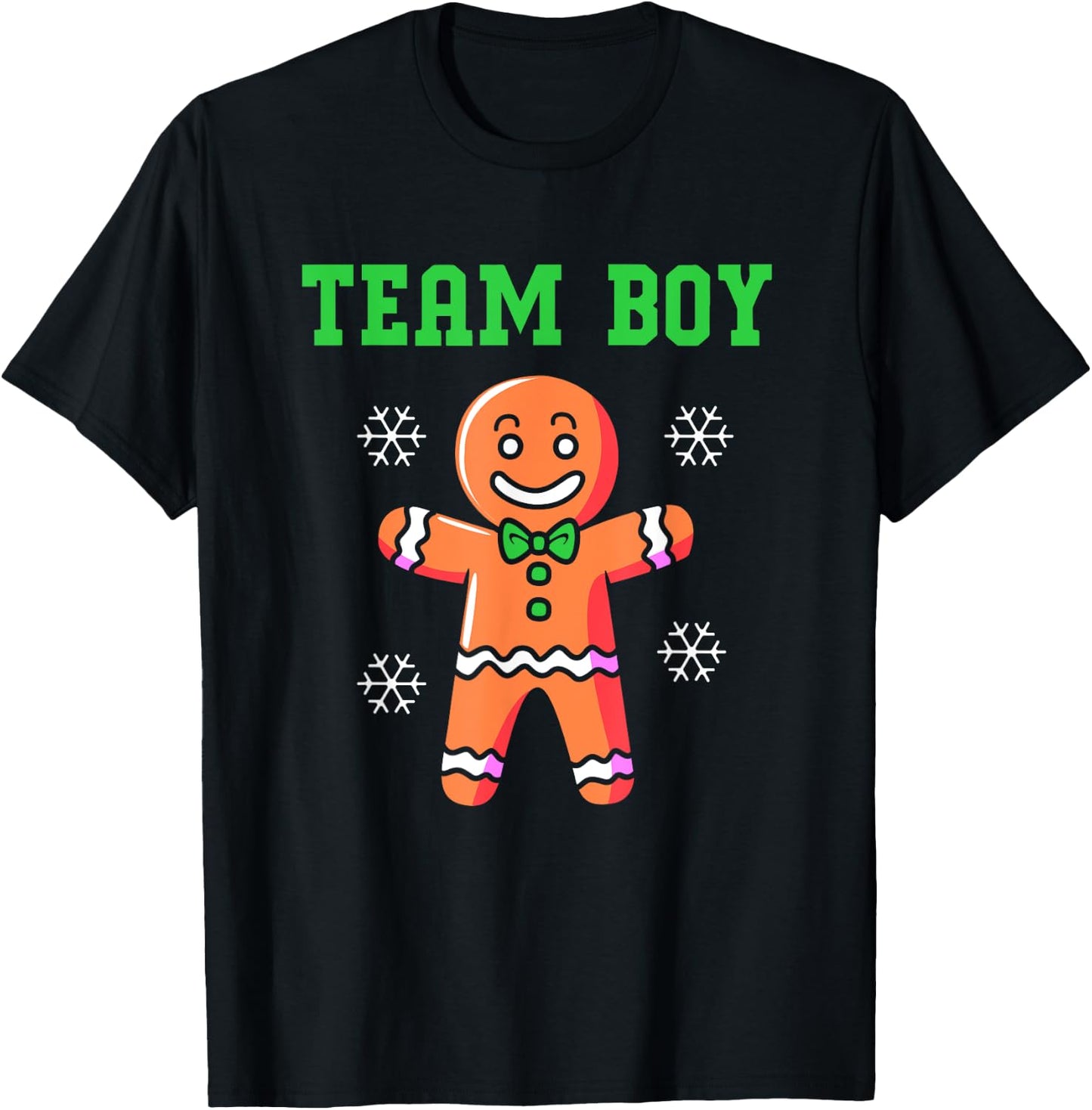 Christmas Gingerbread Man Team Boy Gender Reveal T-Shirt - T-Shirt | Black