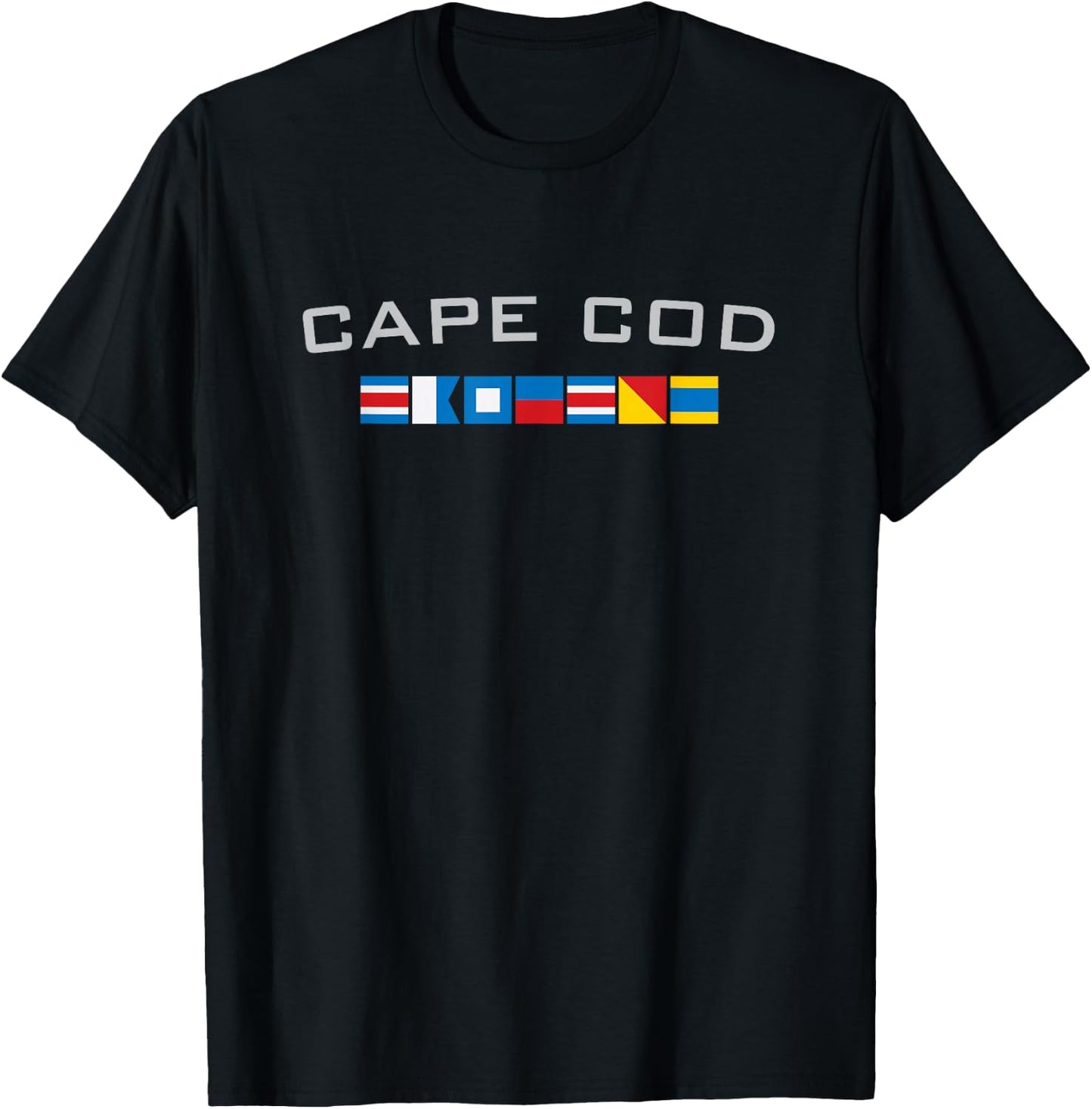 Cape Cod Massachusetts Souvenir Nautical Flags T-Shirt - T-Shirt | Black