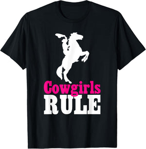 Cowgirls Rule, Horse, Country, Western, Cute T-Shirt - T-Shirt | Black
