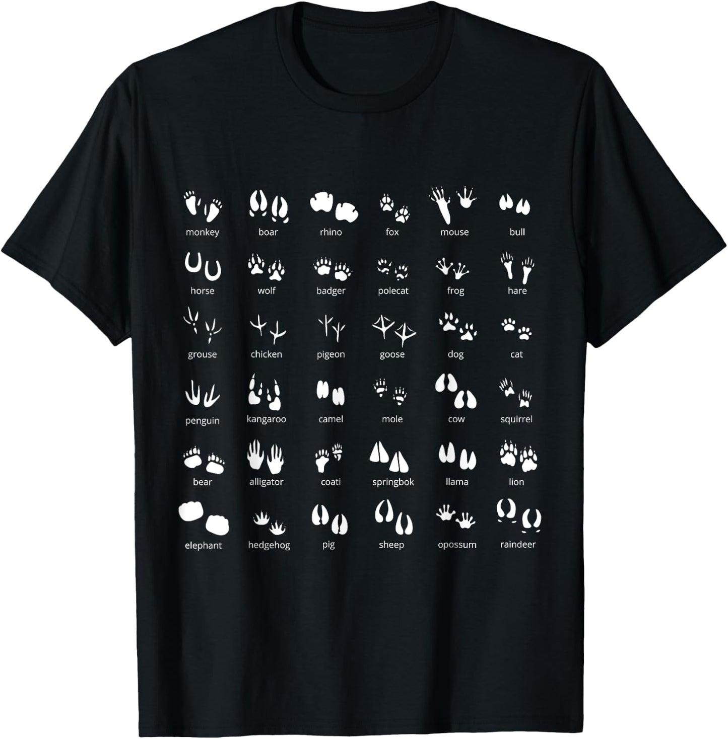 Animal Tracks Footprints Paws Nature Explorer Animals Lover T-Shirt - T-Shirt | Black