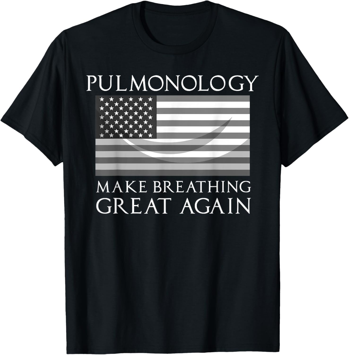 Funny Pulmonologist Gift Cool Pulmonology US Flag Doctors T-Shirt - T-Shirt | Black