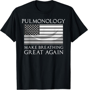 Funny Pulmonologist Gift Cool Pulmonology US Flag Doctors T-Shirt - T-Shirt | Black
