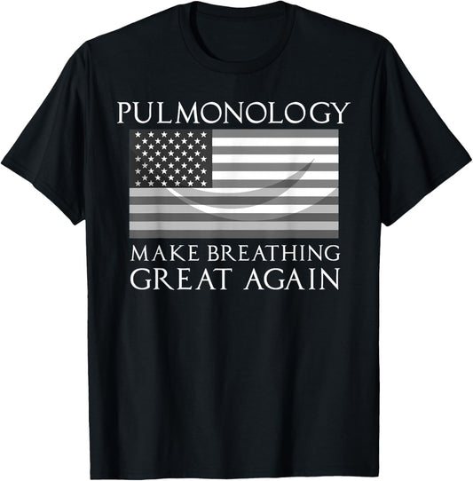 Funny Pulmonologist Gift Cool Pulmonology US Flag Doctors T-Shirt - T-Shirt | Black
