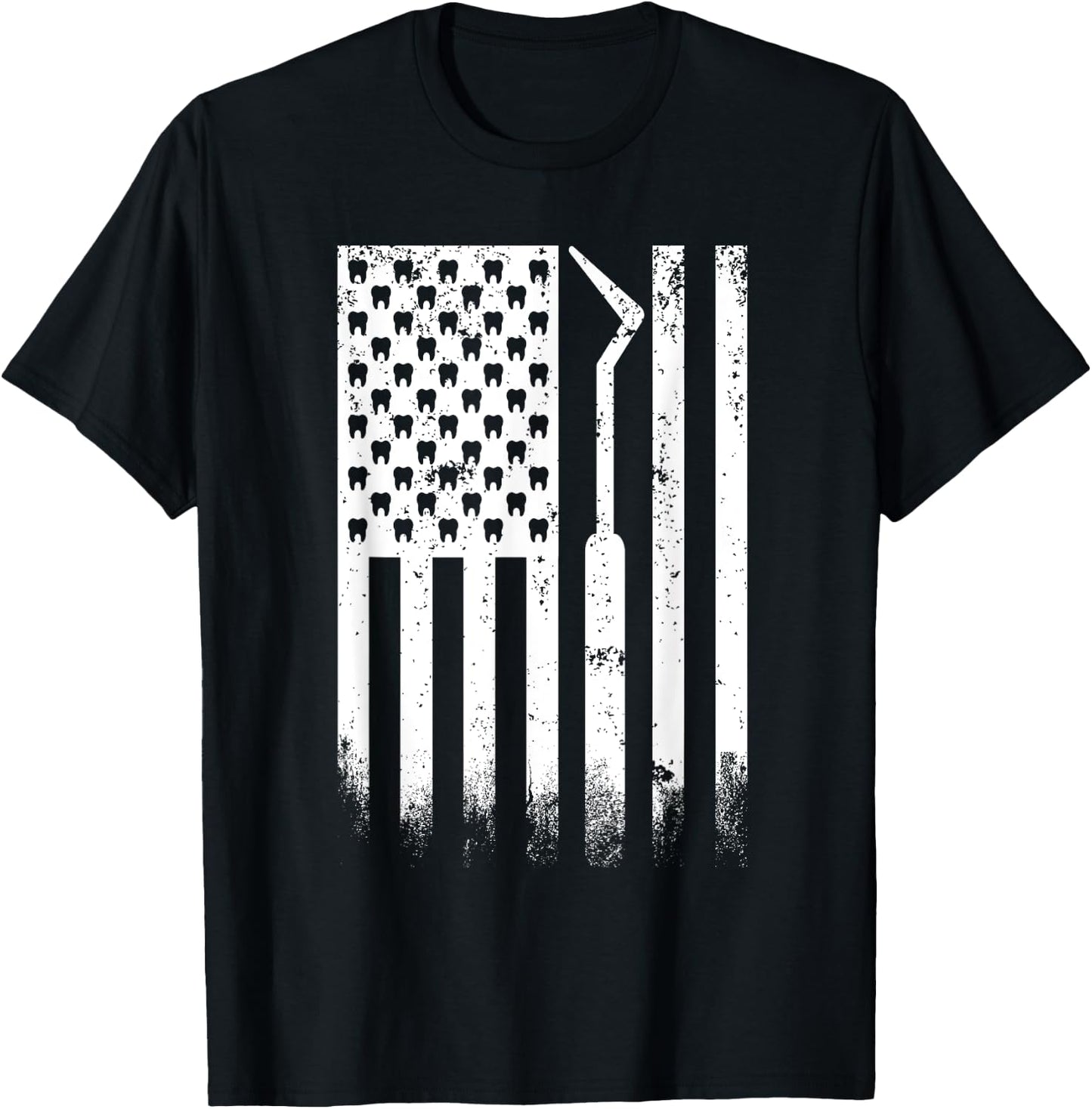 Patriotic Dentist American Flag USA Tooth US Flag dental T-Shirt - T-Shirt | Black
