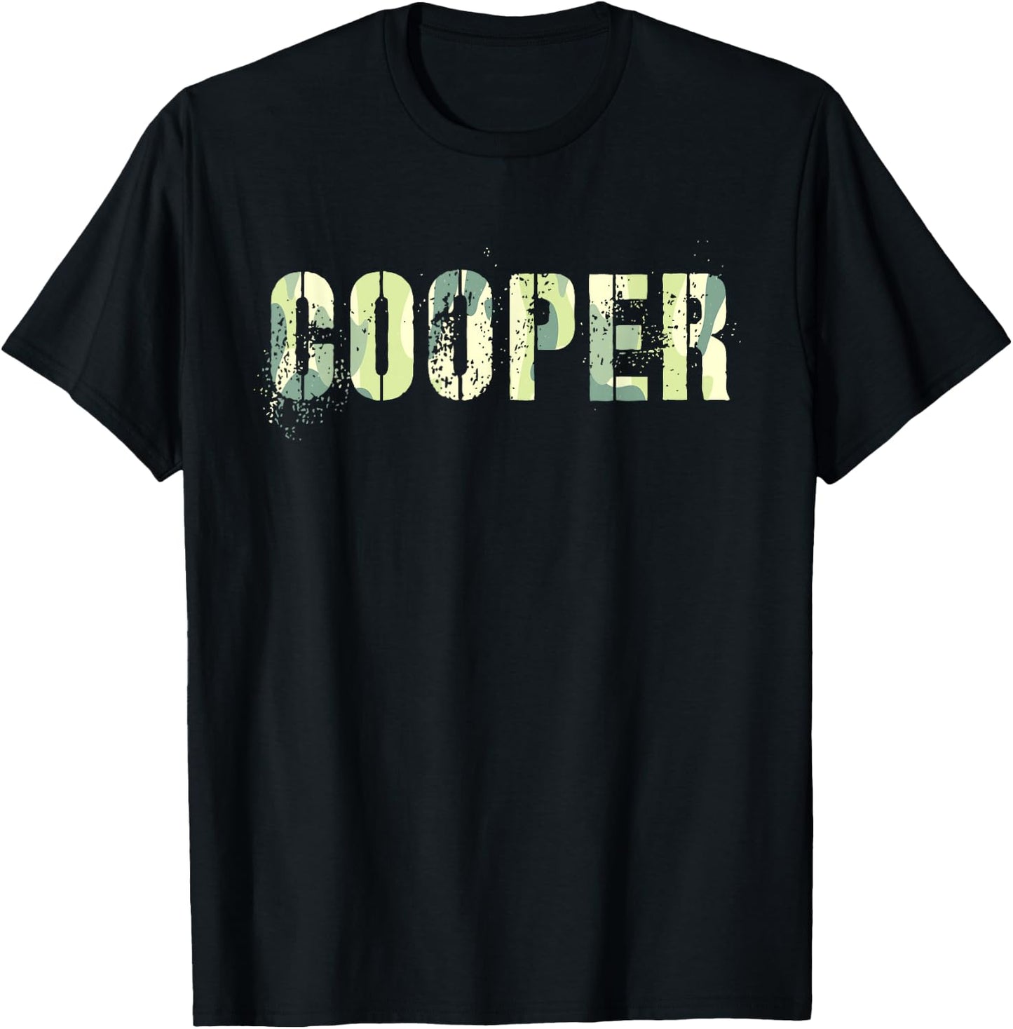 Personalized Name COOPER Camo Boy Military Birthday Father T-Shirt - T-Shirt | Black
