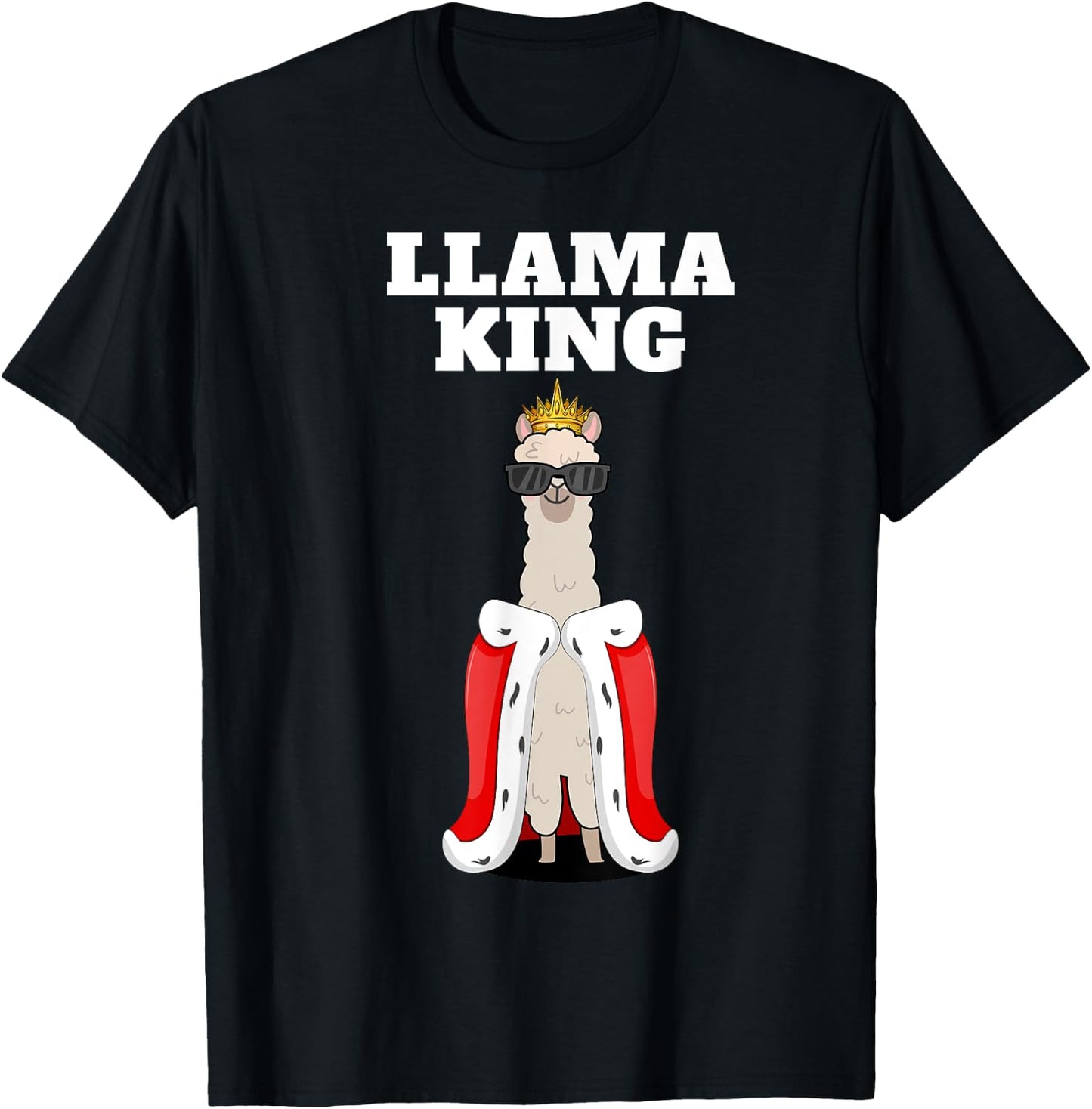 Llama King | Boys Llama | Llama , Black T-Shirt - T-Shirt | Black