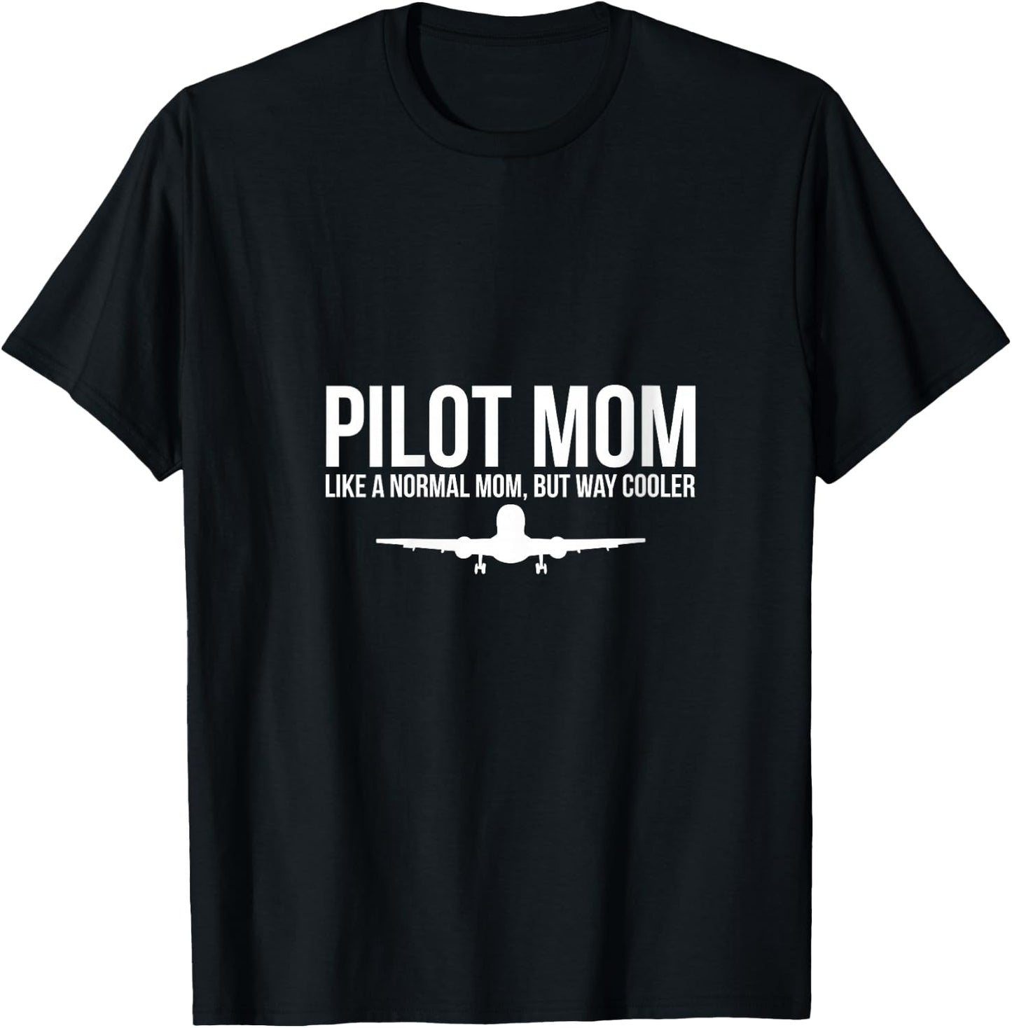 Women's Pilot Mom Like Normal Mom But Way Cooler Airplane V-Neck T-Shirt - T-Shirt | Black