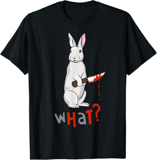 Funny Scary Eyed Killer Rabbit Adult Humour T-Shirt - T-Shirt | Black