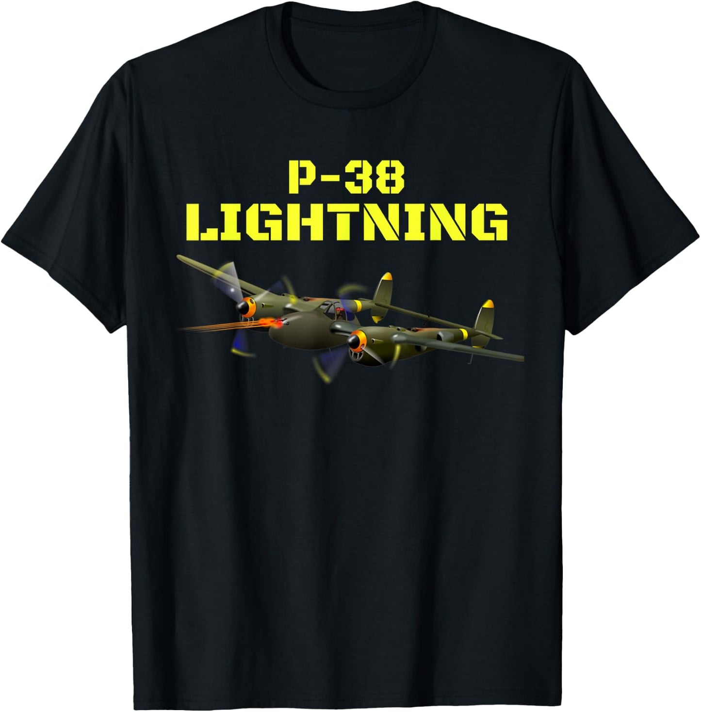 The great twin engine, P-38 Lightning Aviation . T-Shirt - T-Shirt | Black