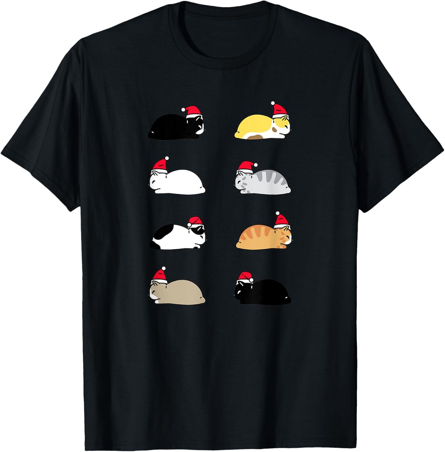 Sleeping Christmas Cats Pets Kittys Kitten T-Shirt - T-Shirt | Black