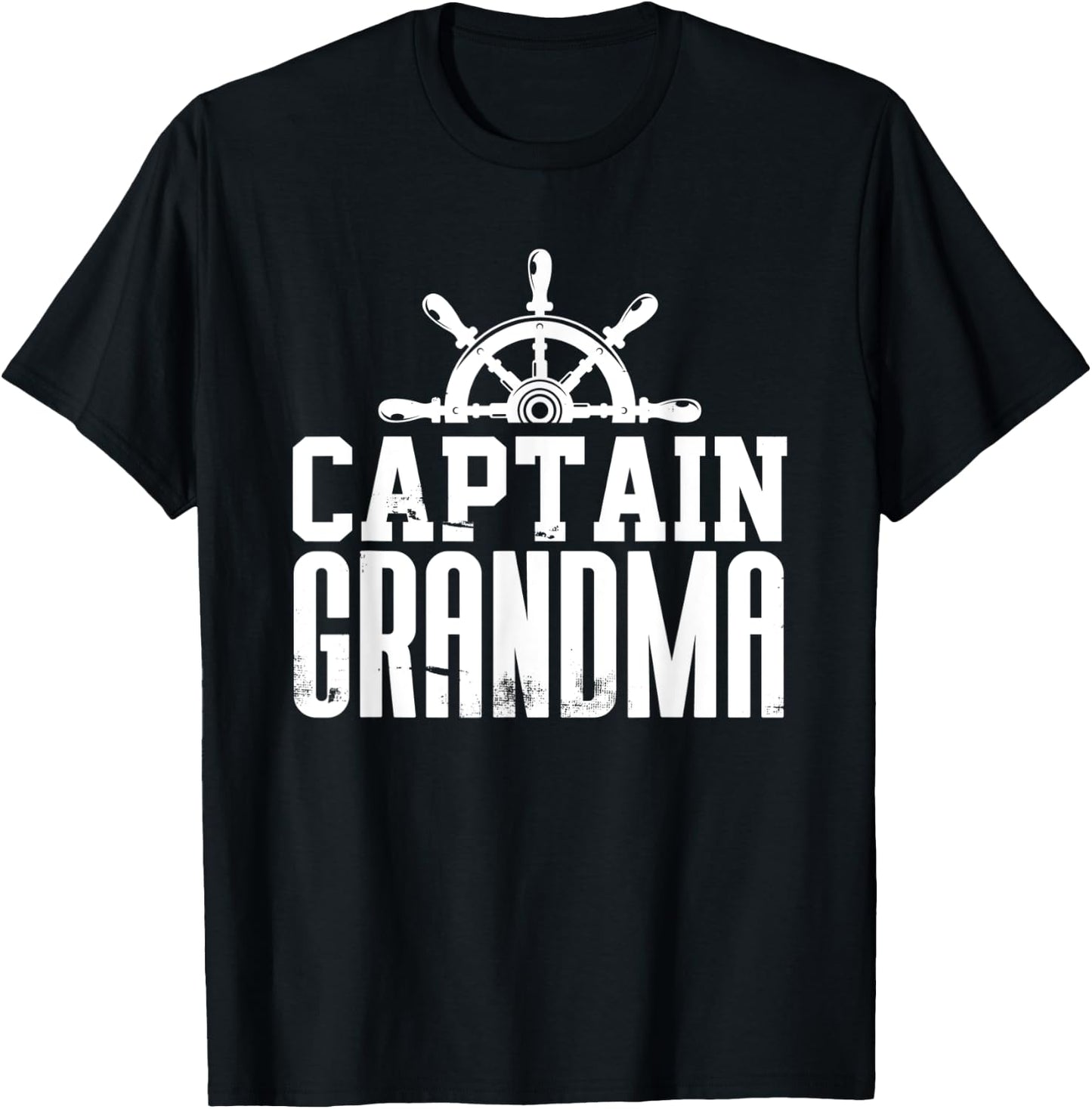 Captain Grandma Funny Family Sailing Boat Lover Ship Wheel T-Shirt - T-Shirt | Black