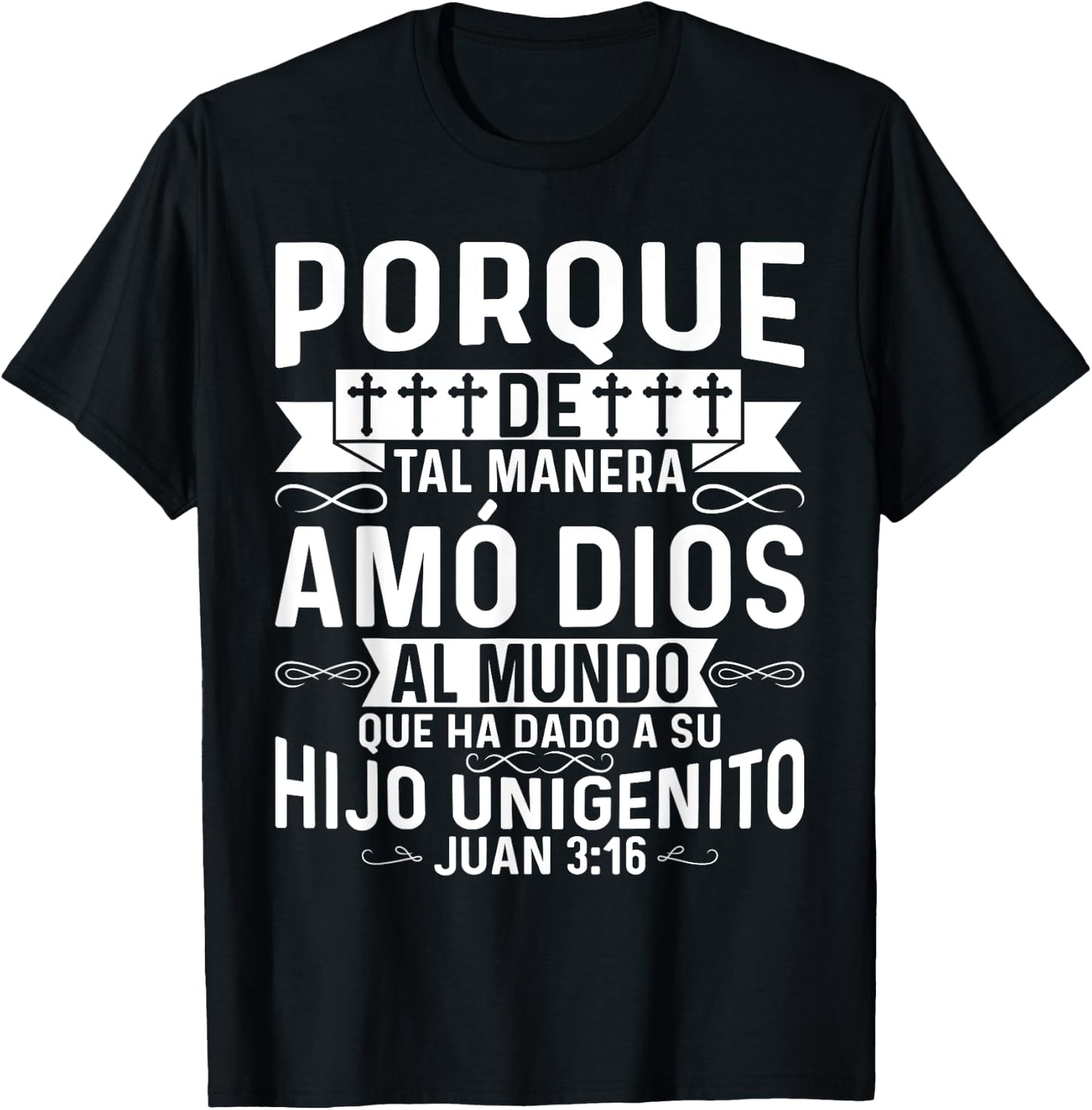 Camisetas Cristianas En Espanol Con Frases Biblia Juan 3:16 T-Shirt - T-Shirt | Black