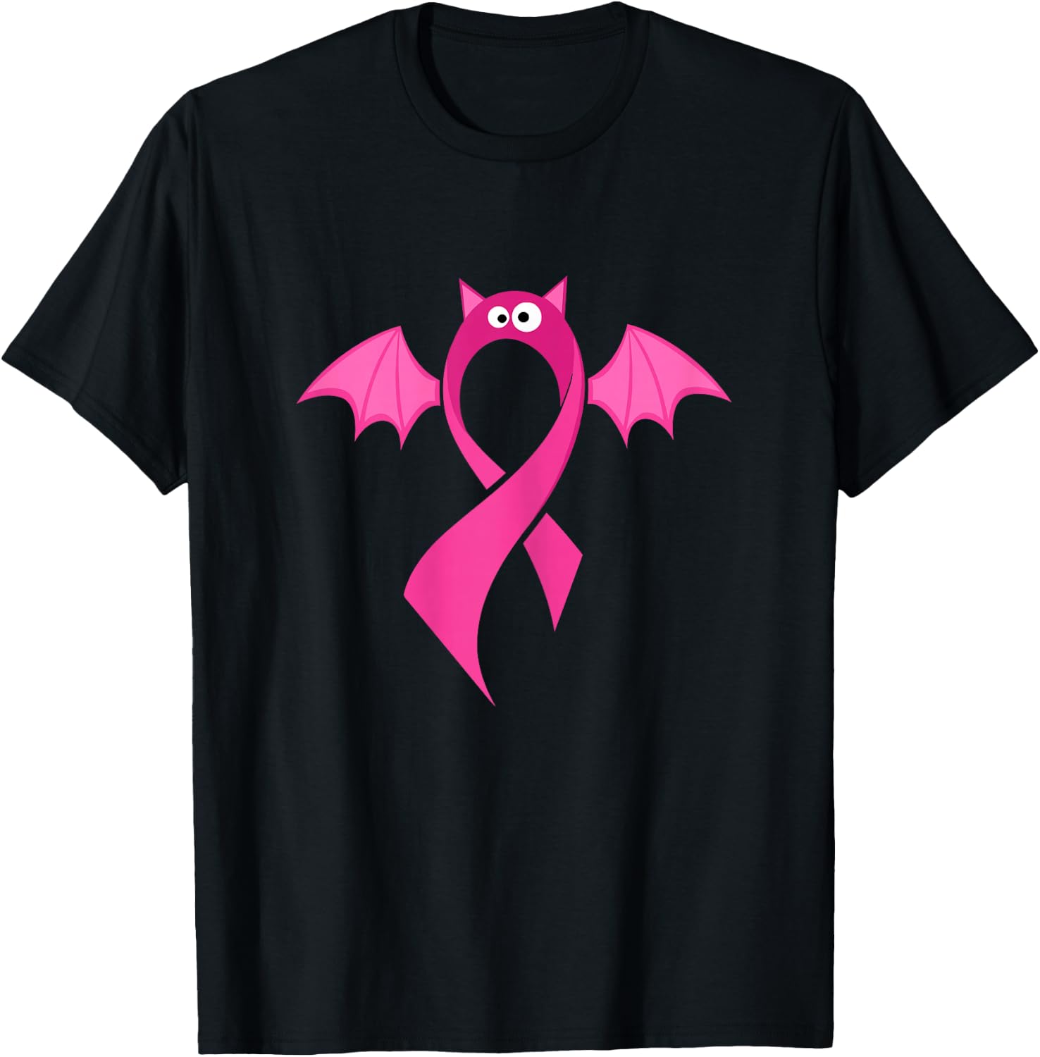 Breast Cancer Awareness Halloween Bat T-Shirt - T-Shirt | Black