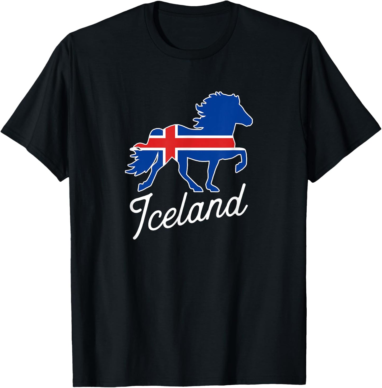 Flag of Iceland Shirt with Horse T-Shirt - T-Shirt | Black