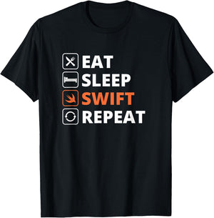 Eat Sleep Swift Repeat Programmer Life T-Shirt - T-Shirt | Black