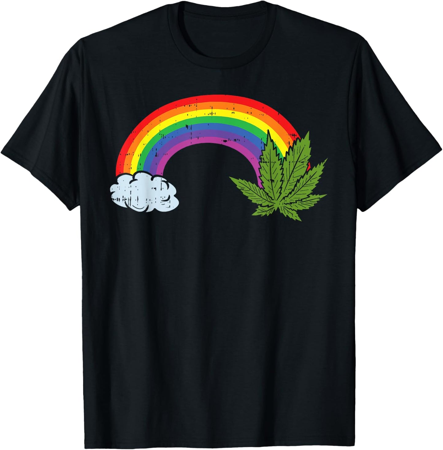 Rainbow Weed Cannabis Marijuana 420 Pot Smoker Stoner Gift T-Shirt - T-Shirt | Black