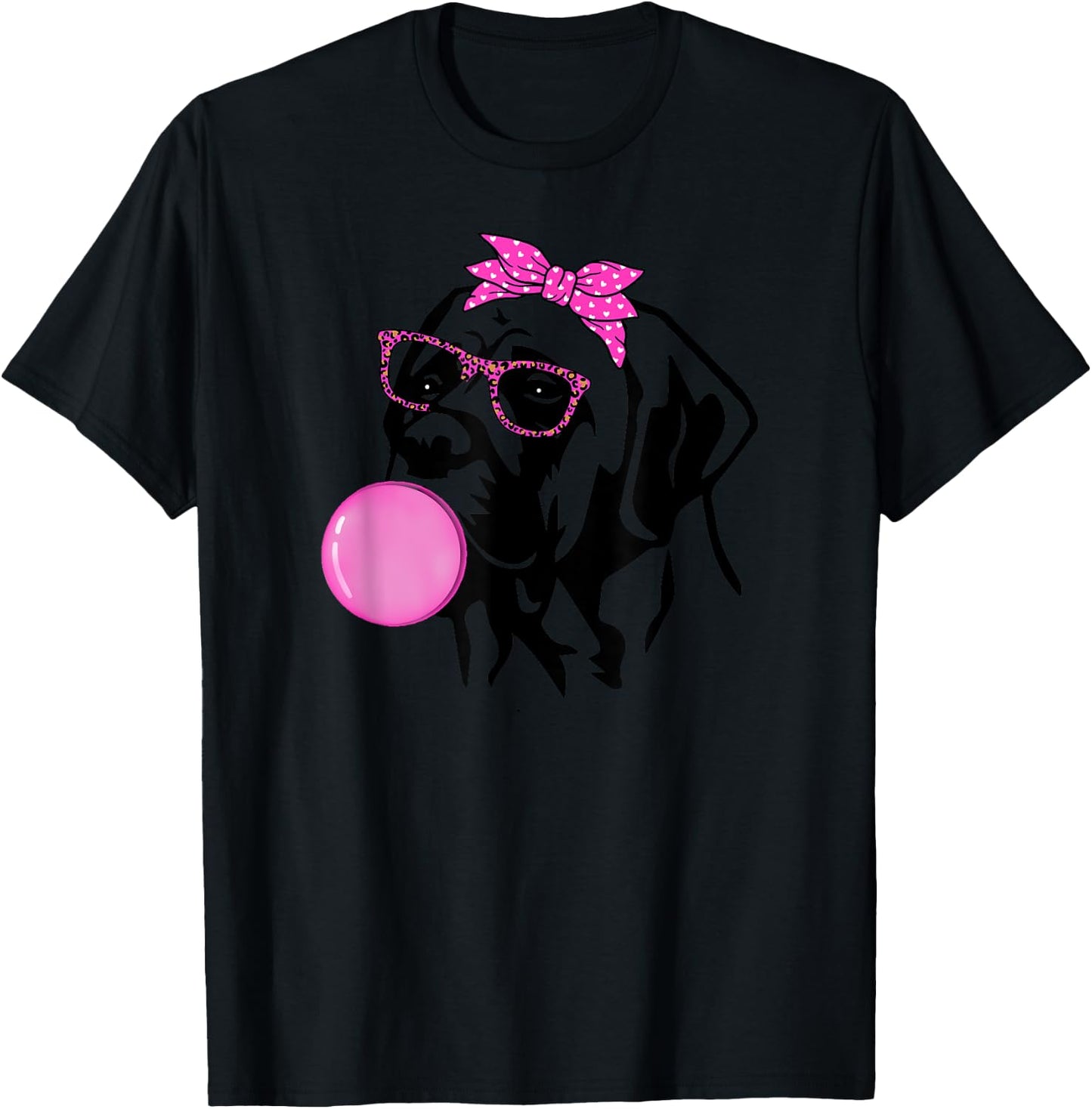 English Mastiff dog with bubble gum bandana glasses T-Shirt - T-Shirt | Black