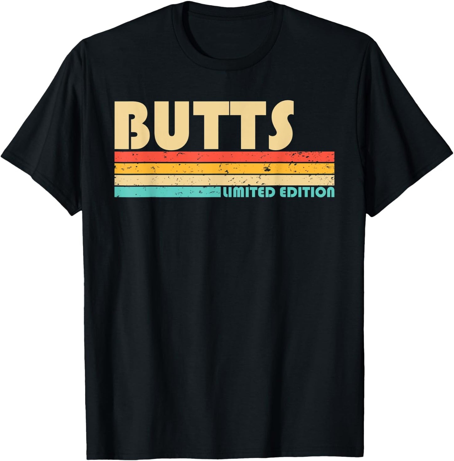 BUTTS Surname Funny Retro Vintage 80s 90s Birthday Reunion T-Shirt - T-Shirt | Black
