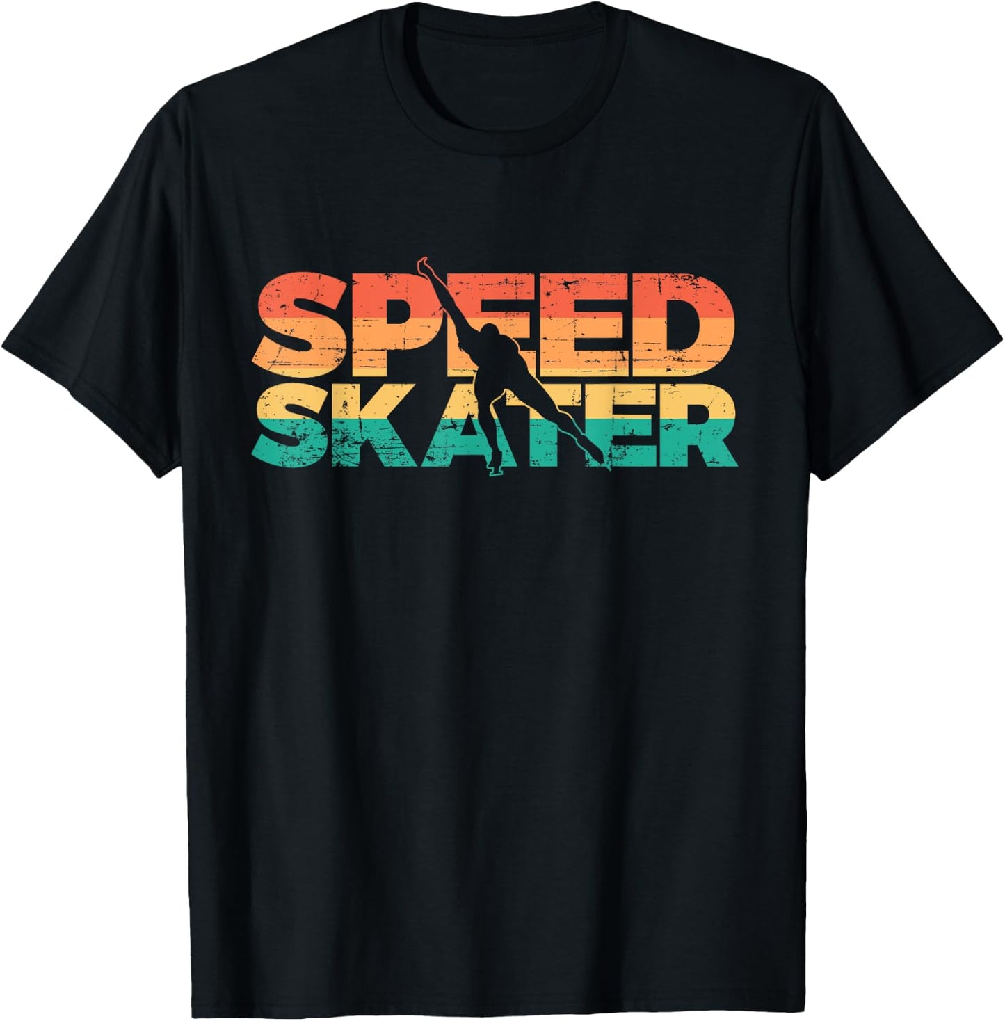 Retro Speed Skater Ice Skating T-Shirt - T-Shirt | Black