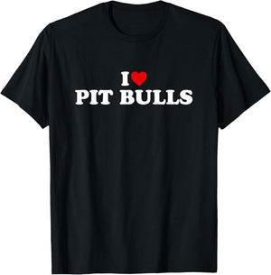 I Love Pit Bulls - Heart T-Shirt - T-Shirt | Black