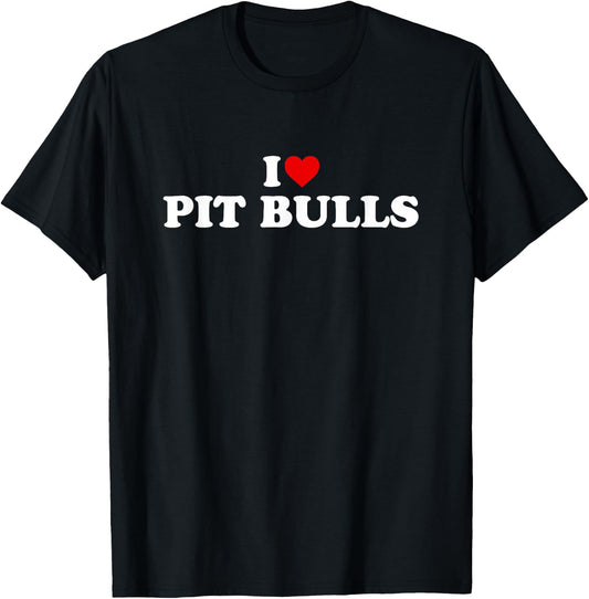 I Love Pit Bulls - Heart T-Shirt - T-Shirt | Black