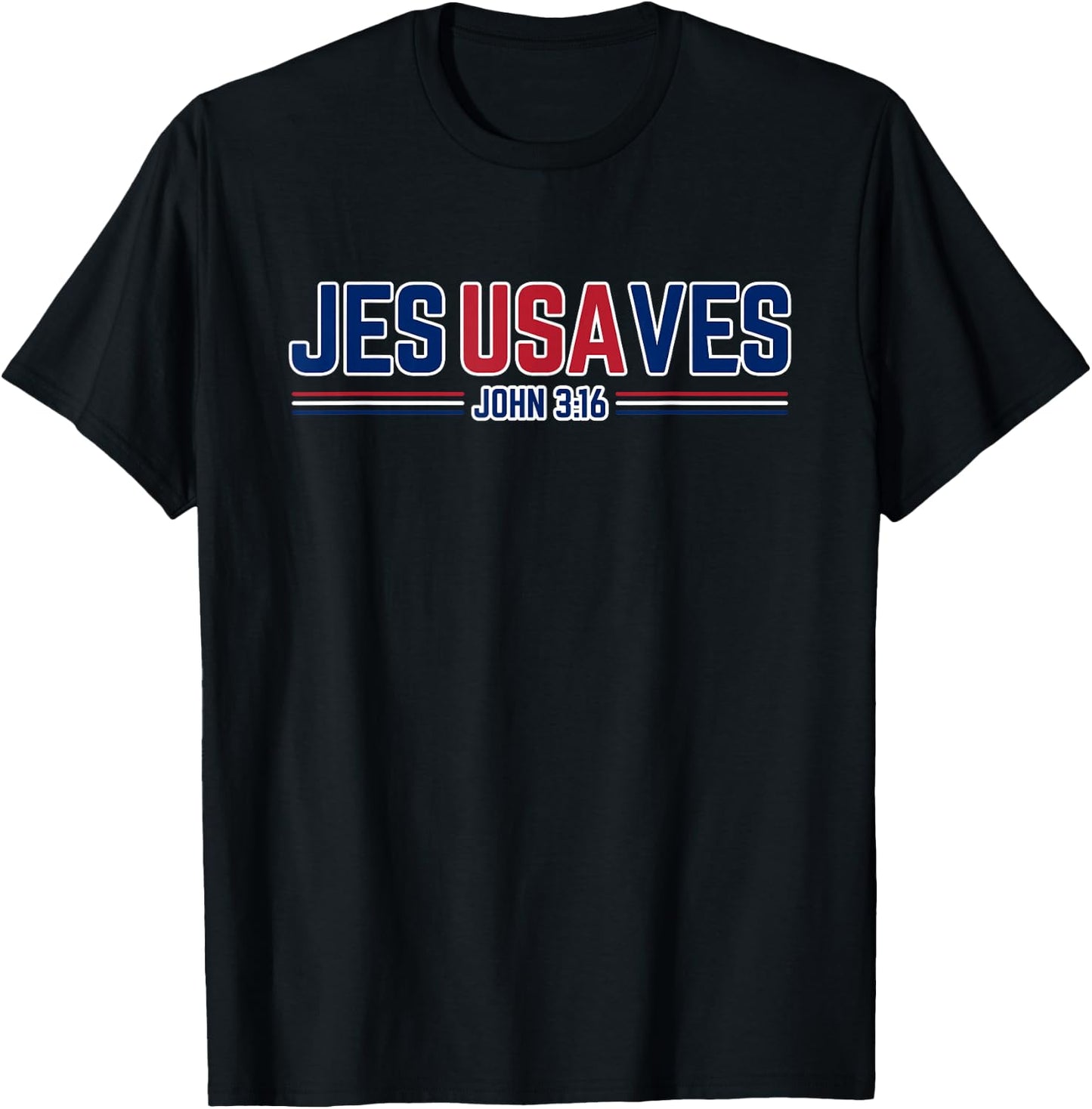 Jesus Saves USA - Christian Patriotic JesUSAves T-Shirt - T-Shirt | Black