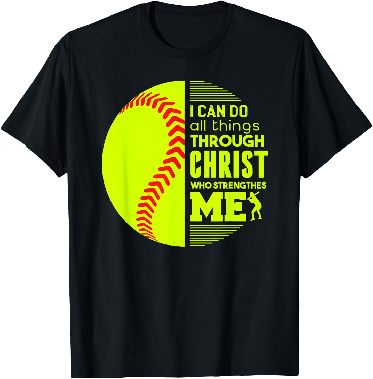 Christian Softball I Can Do All Things Philippians Gift T-Shirt - T-Shirt | Black