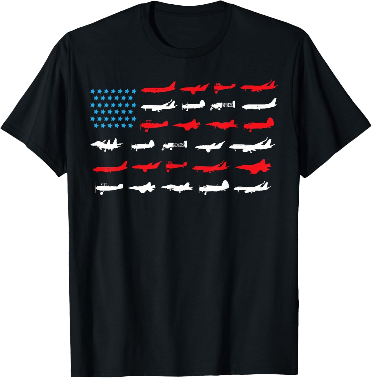 Pilot Shirt, Airplanes As American Flag, Plane Aviation T-Shirt - T-Shirt | Black