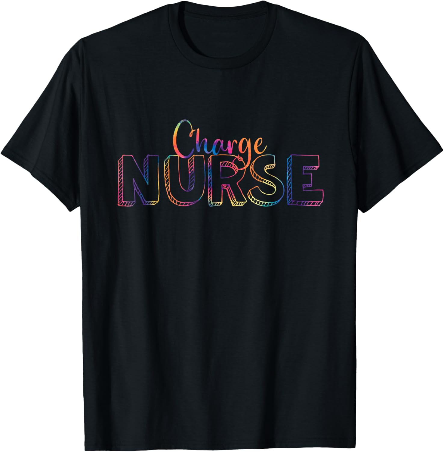 Cute Tie Dye Charge Nurse RN Graduate Nursing T-Shirt - T-Shirt | Black
