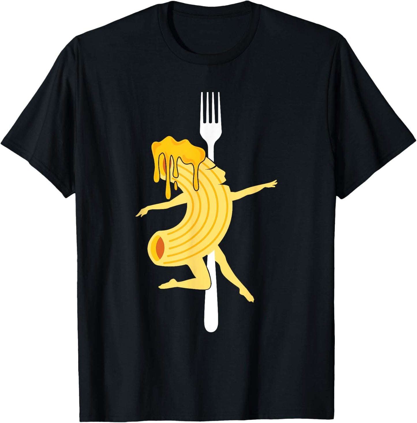 Mac & Cheese Pole Dancing - Macaroni Cheesy Lover Foodie T-Shirt - T-Shirt | Black