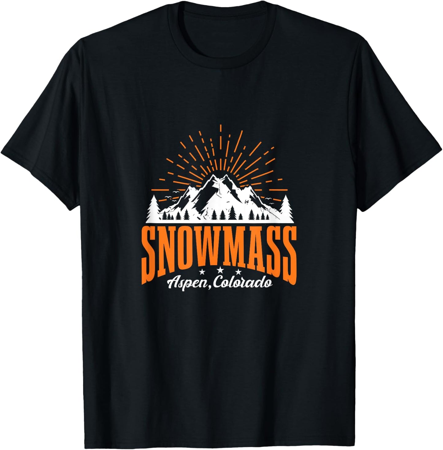 Snowmass Aspen Colorado Ski Mountain Skiing Snowboarding T-Shirt - T-Shirt | Black