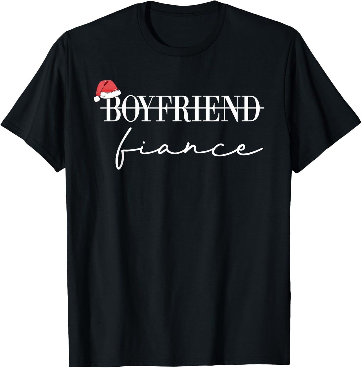 Xmas Boyfriend Fiance Christmas Newly Engaged Couple Pajamas T-Shirt - T-Shirt | Black