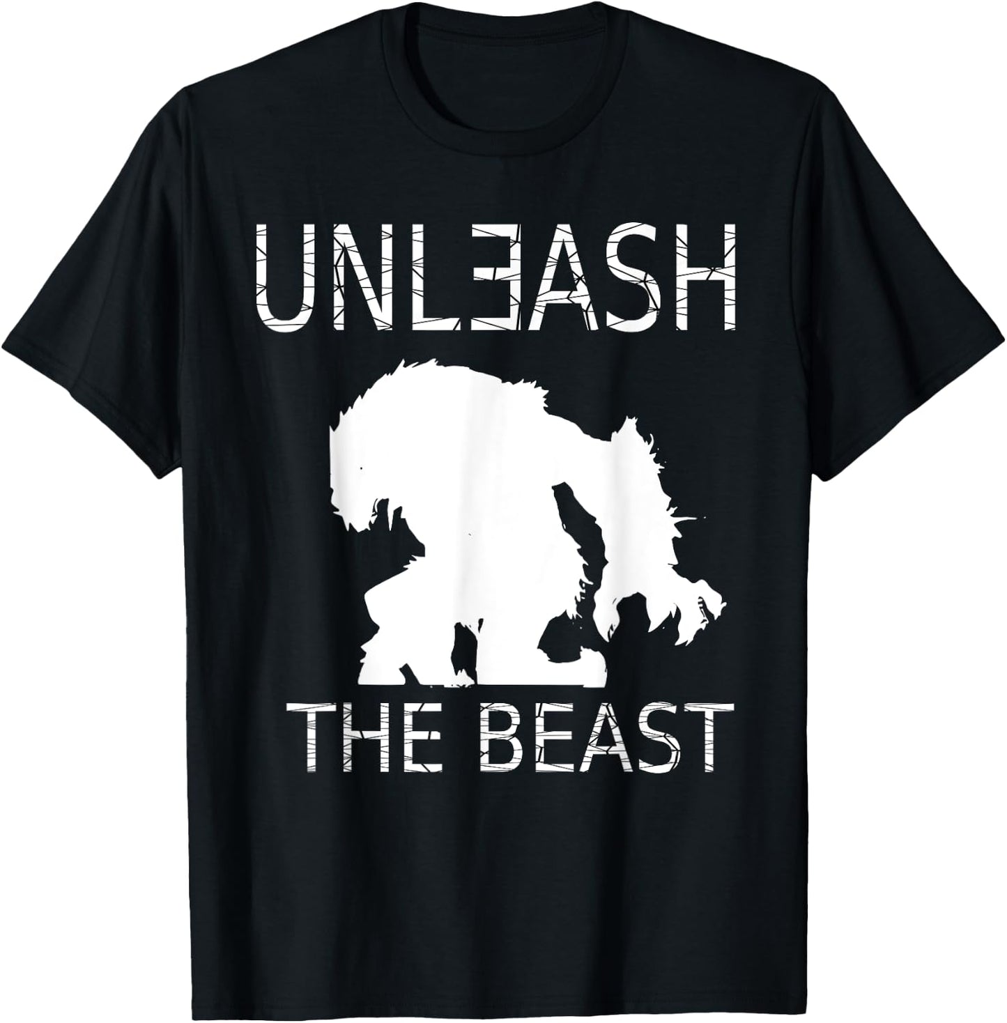 Unleash The Beast Workout Motivation Gym Graphic T-Shirt - T-Shirt | Black