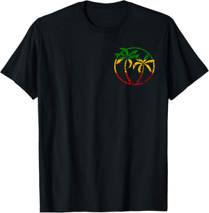Rasta Reggae Palms Rastafarian Roots Jamaican Hippie T-Shirt - T-Shirt | Black