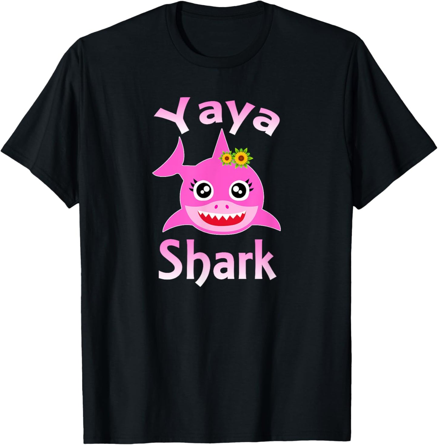 Yaya Shark Greek Grandma Funny Shark T-Shirt - T-Shirt | Black
