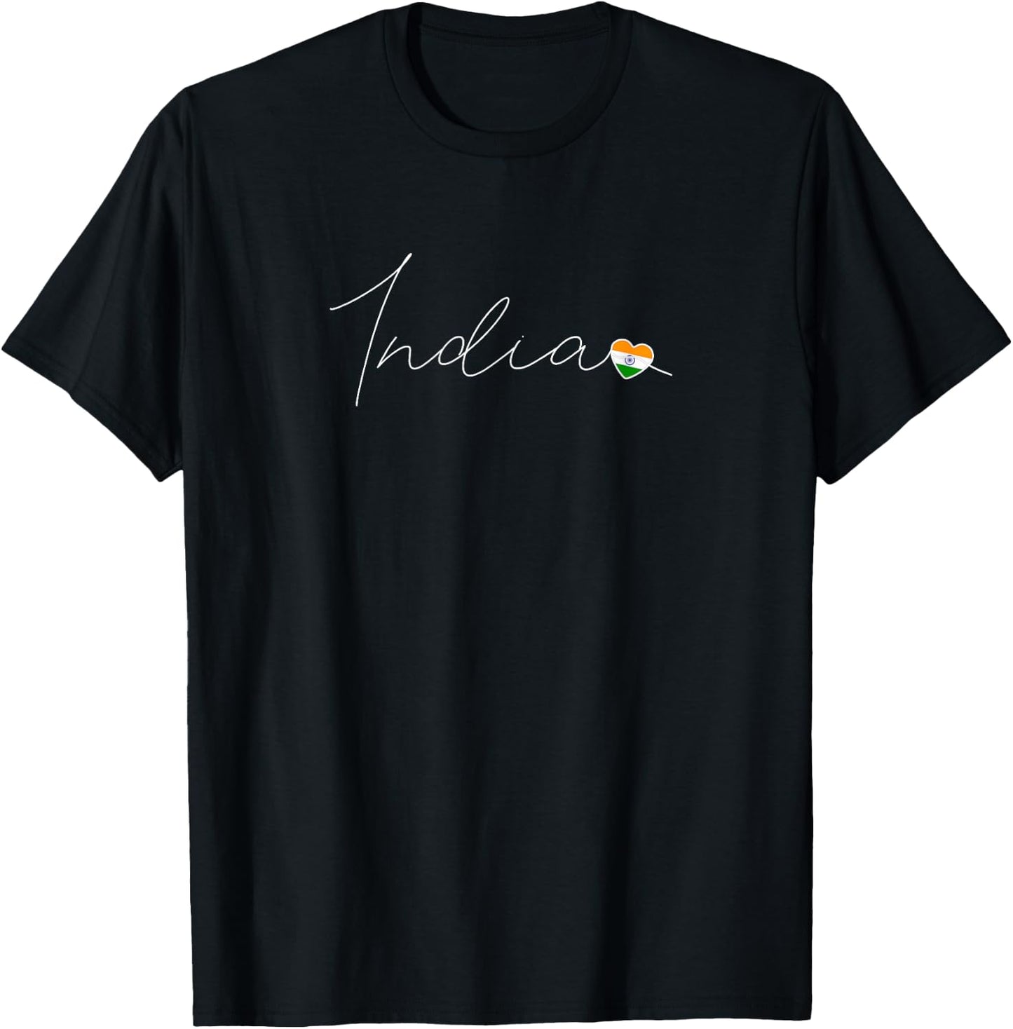 Bharat Love Indian Flag and Heart on India T-Shirt - T-Shirt | Black