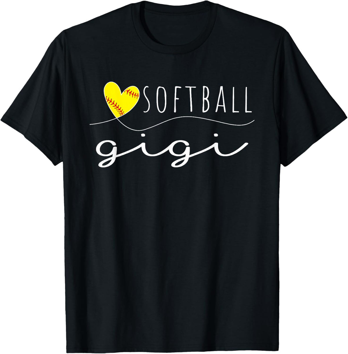 Softball Gigi Softball Heart Family Matching T-Shirt - T-Shirt | Black
