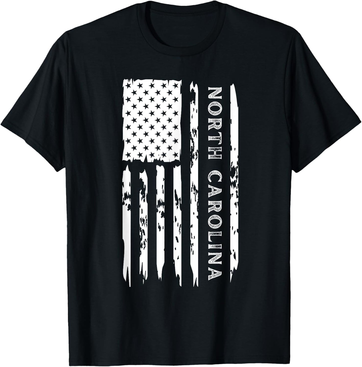 I Love North Carolina NC State City American Flag 4th July T-Shirt - T-Shirt | Black