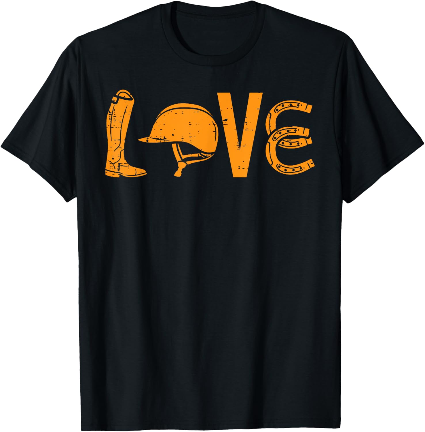 Boots Helmet Horseshoe Love Riding Horse Lover Equestrian T-Shirt - T-Shirt | Black