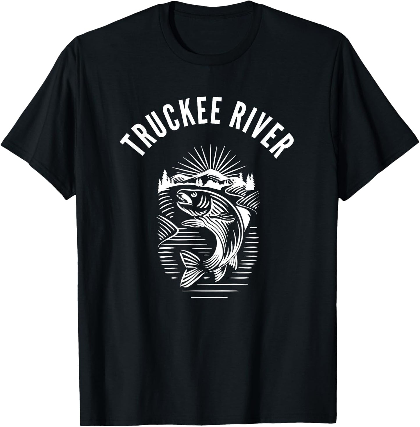 Truckee River California fishing fly fishing retro T-Shirt - T-Shirt | Black