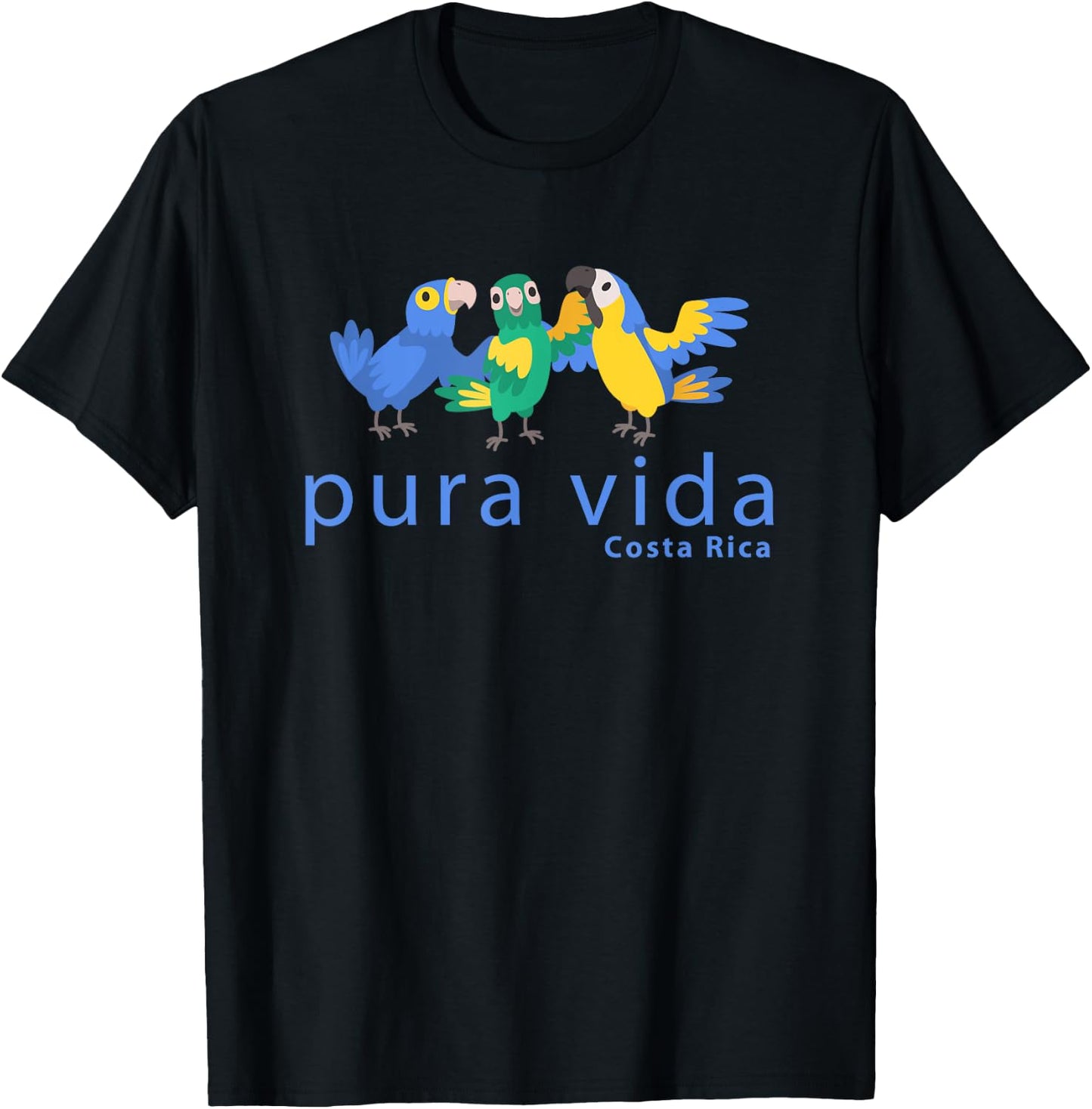 Pura Vida Parrots Costa Rica Birds T-Shirt - T-Shirt | Black