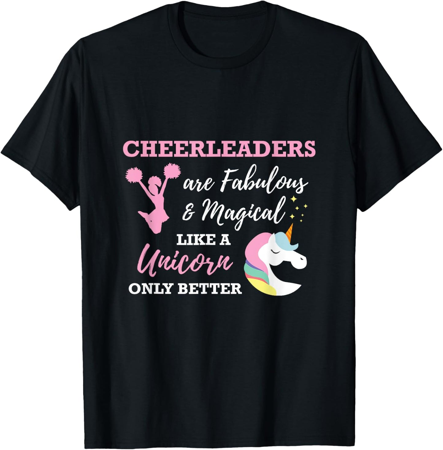 Cheerleaders Like A Unicorn Cheerleader Cheer T-Shirt - T-Shirt | Black