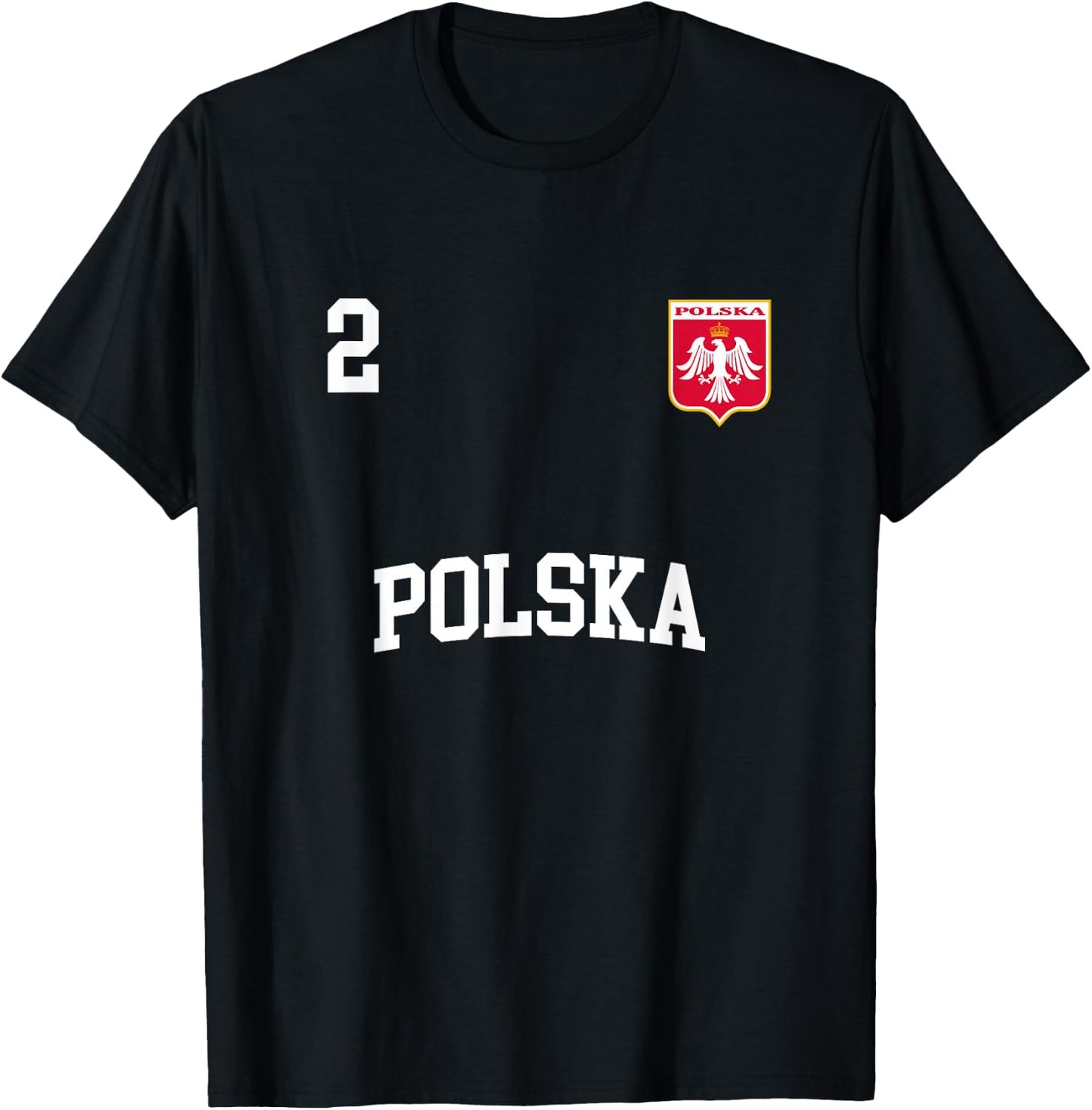Poland Team Sports Number 2 Soccer Polish Flag T-Shirt - T-Shirt | Black