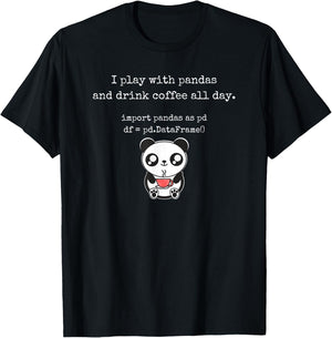 Funny Python Programming t shirt with cute panda and co T-Shirt - T-Shirt | Black