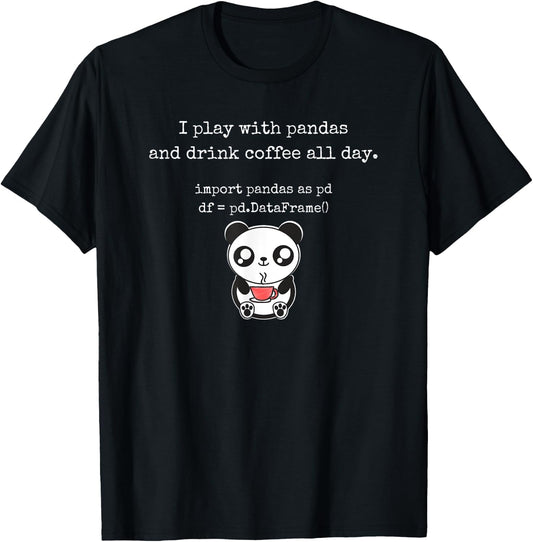 Funny Python Programming t shirt with cute panda and co T-Shirt - T-Shirt | Black